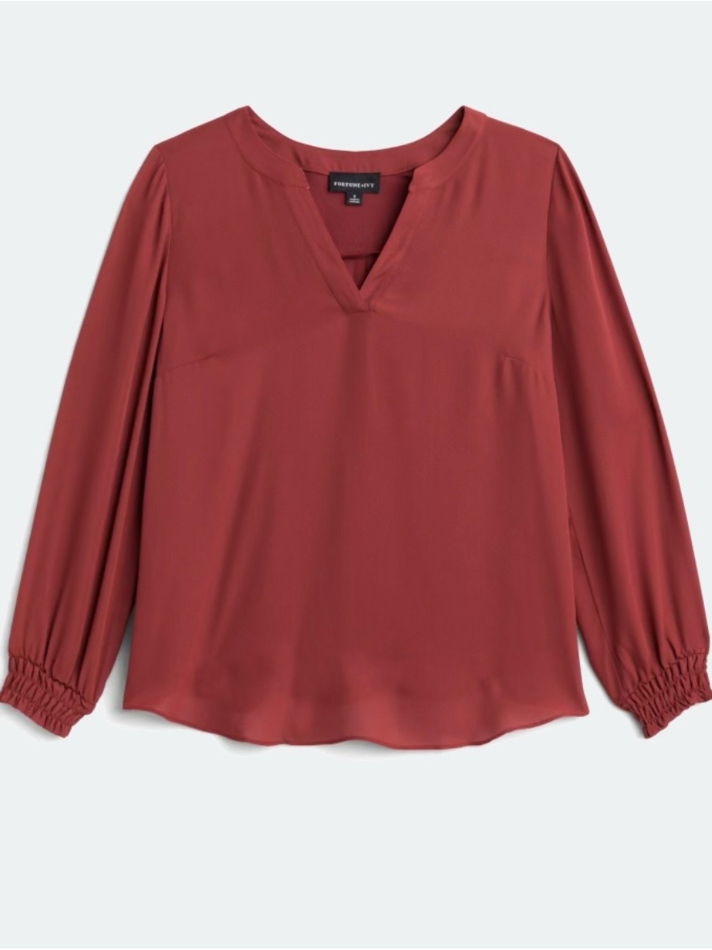 Forest River Long-Sleeve V-Neck Blouse in Coral